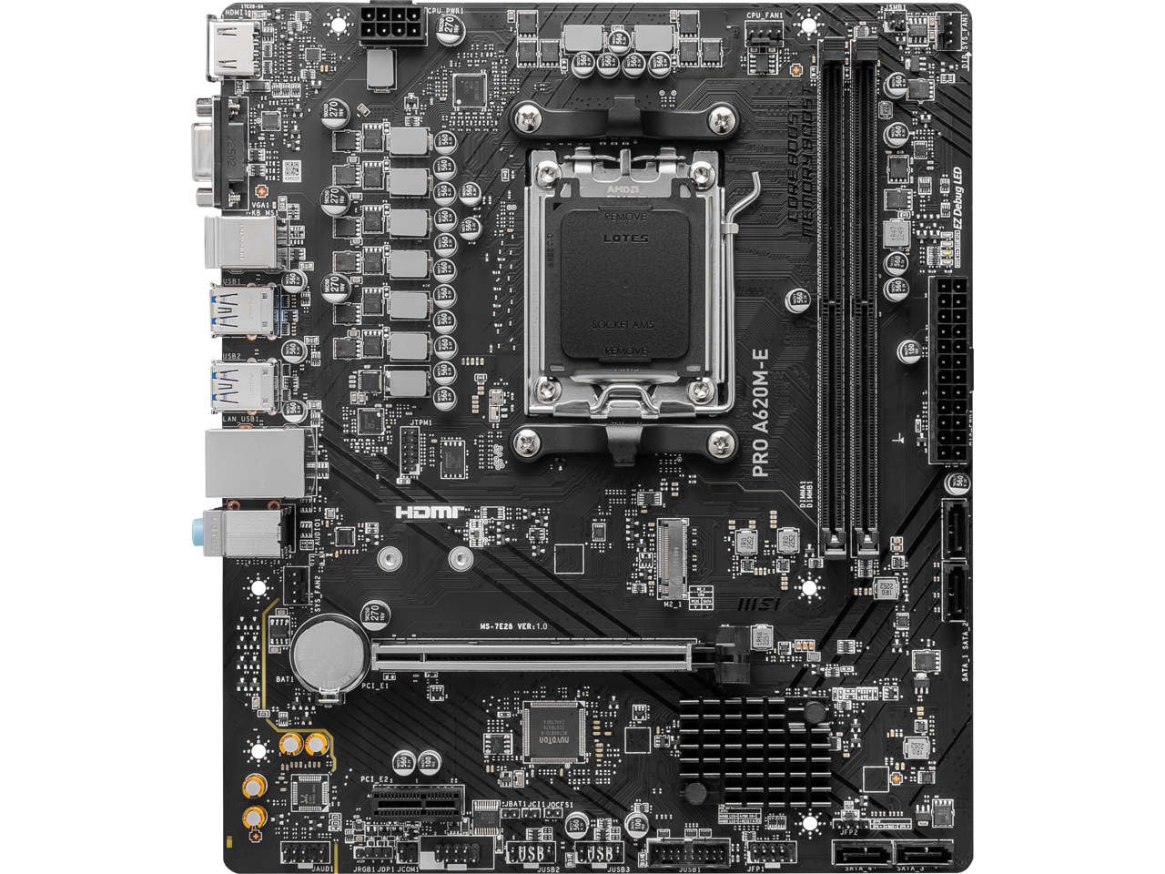 MSI PRO PRO A620M-E AM5 AMD A620 SATA 6Gb/s DDR5 mATX Motherboards AMD Ryzen™ 7000 Series Desktop Processors 2