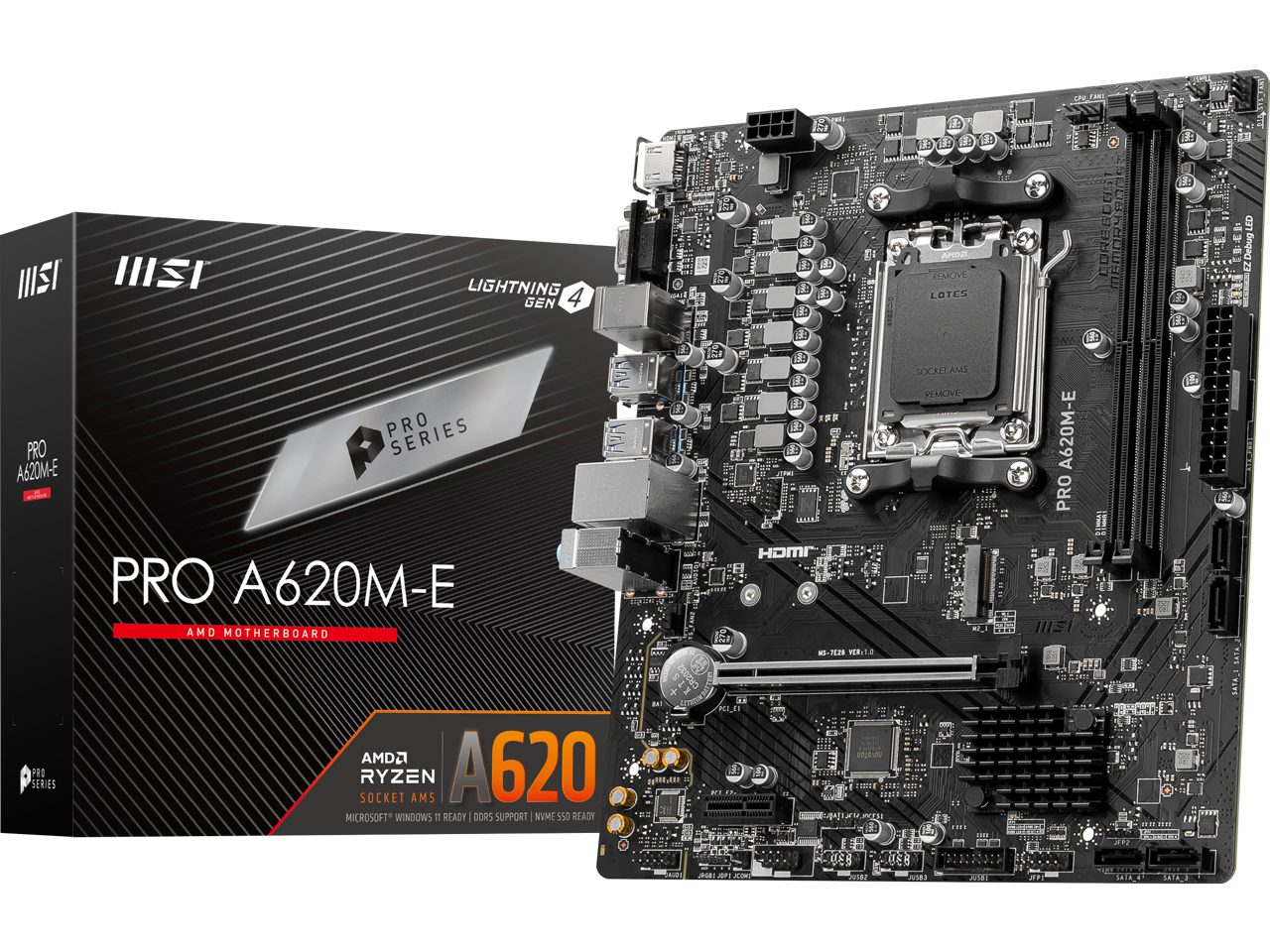 MSI PRO PRO A620M-E AM5 AMD A620 SATA 6Gb/s DDR5 mATX Motherboards AMD Ryzen™ 7000 Series Desktop Processors 1