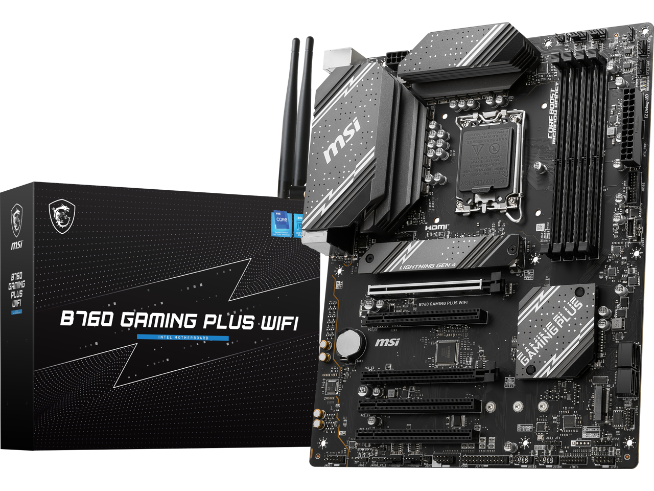 MSI B760 GAMING PLUS WIFI LGA 1700 (280) DDR5 ATX Motherboards - Intel,  SATA 6Gbps, Wi-Fi 6E, Bluetooth 5.3,  7.1 HD Audio, PCIe 4.0 x16, 2.5G LAN 1