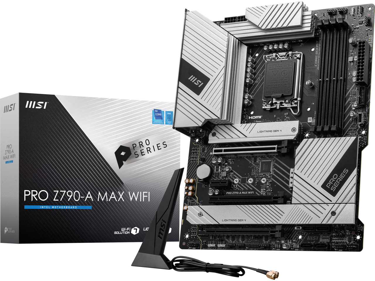 MSI PRO Z790-A MAX WIFI LGA 1700(14th,13th,12th Gen) DDR5 ATX 6x SATA 6G 4x M.2 Wi-Fi 7 EZ Debug LED Motherboard 1