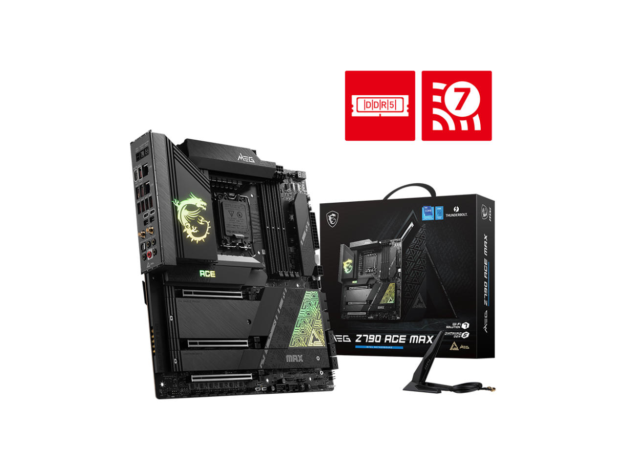 MSI MEG Z790 ACE MAX LGA 1700 Intel Z790 SATA 6Gb/s Extended ATX  DDR5 2x Intel 2.5Gbps LAN PCI-E x16 slot Wi-Fi 7 5x M.2 Motherboard 1