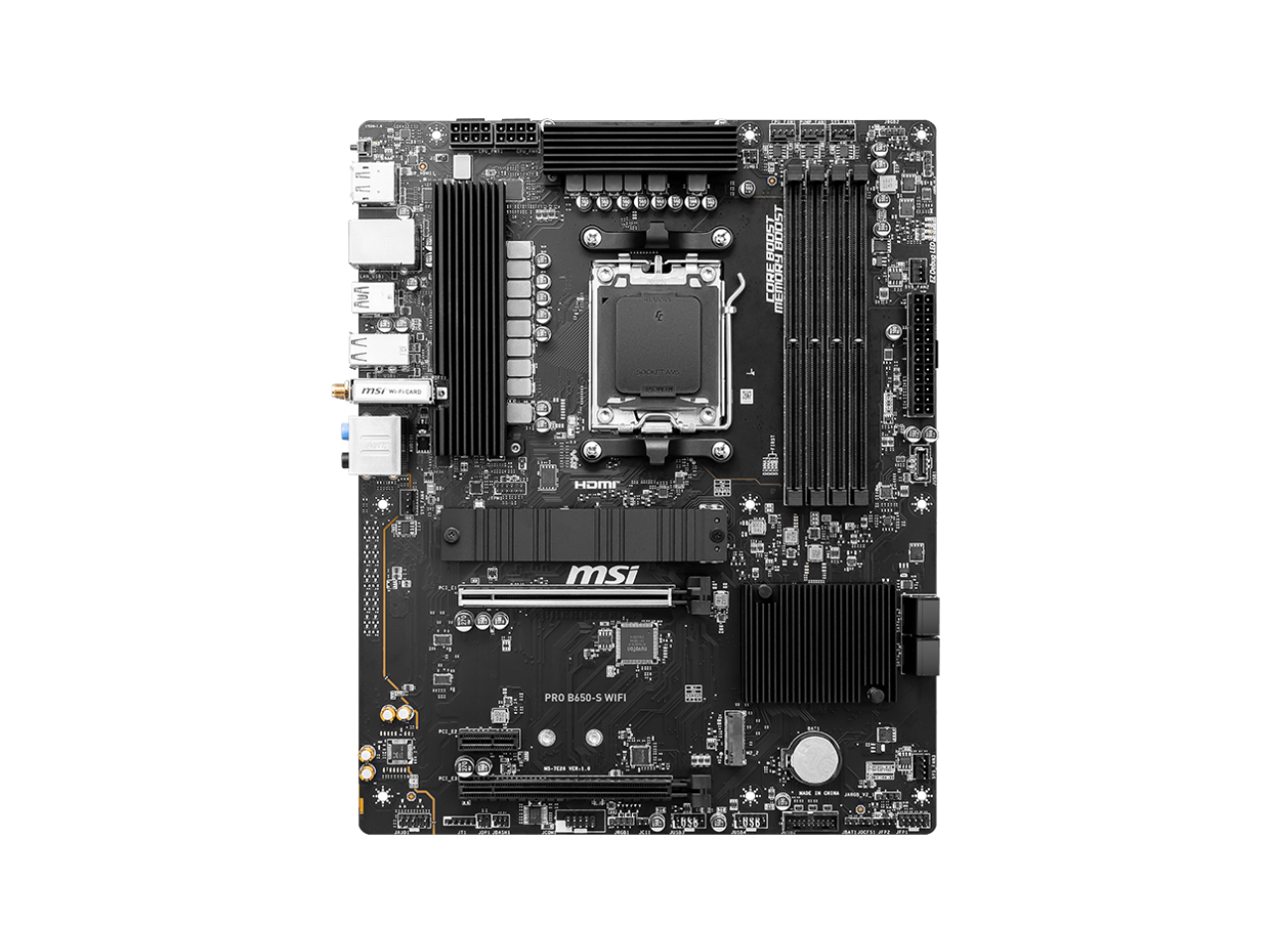 MSI PRO B650-S WIFI AM5 AMD B650 Ryzen 7000 DDR5 PCI-E x16 slot  Wi-Fi 6E Bluetooth SATA 6Gb/s ATX Motherboard 2