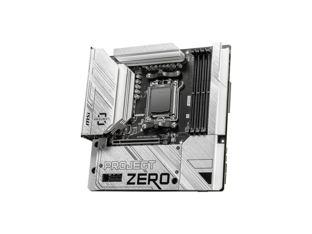 MSI B650M PROJECT ZERO AM5 AMD B650 Ryzen 7000 SATA DDR5 PCI-E x16 slot 2x M.2 Wi-Fi 6E Bluetooth 6Gb/s mATX Back Connect Design Motherboard 4