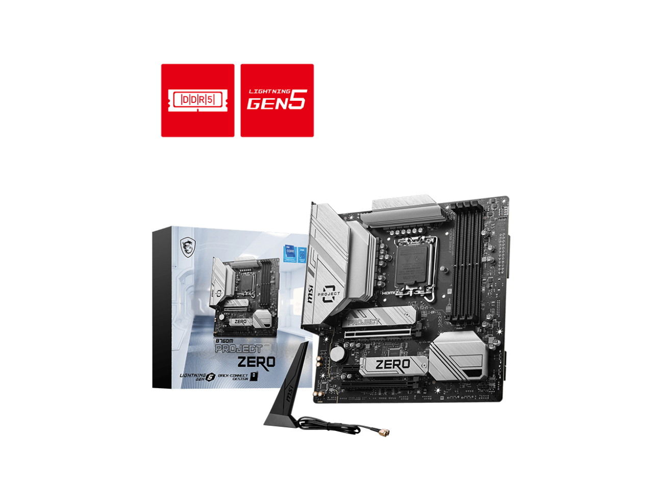 MSI B760M PROJECT ZERO Wi-Fi 6E LGA 1700 Intel B760 SATA 6Gb/s LGA1700 DDR5 Back Connect Design mATX Motherboards 1