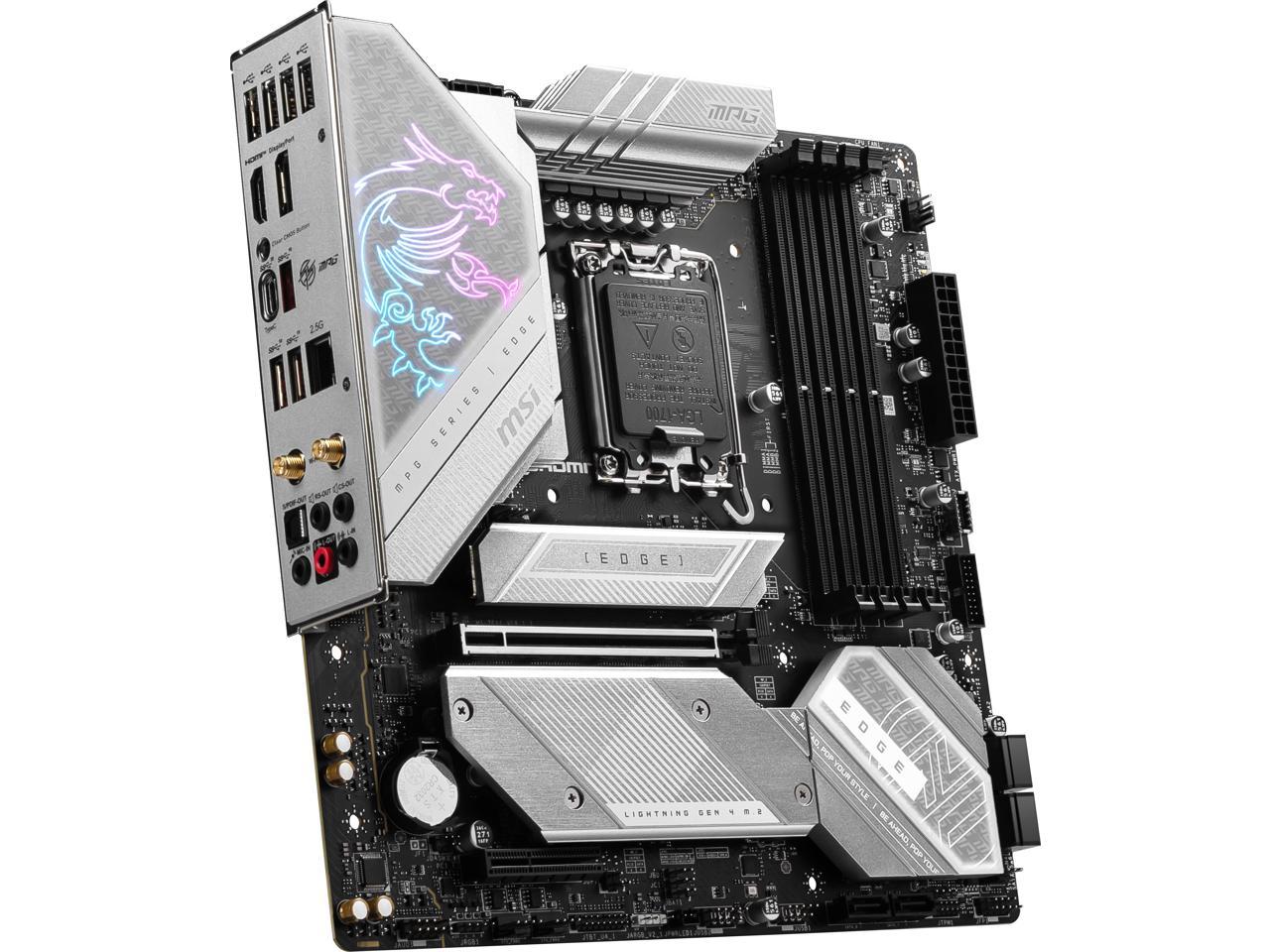 MSI MPG B760M EDGE TI WIFI LGA 1700 Intel B760 SATA 6Gb/s DDR5 Micro ATX Motherboard 14th/ 13th/ 12th Gen Processors PCI-E x16 slot 3x M.2 2.5Gbps LAN Wi-Fi 6E Supports Bluetooth 5