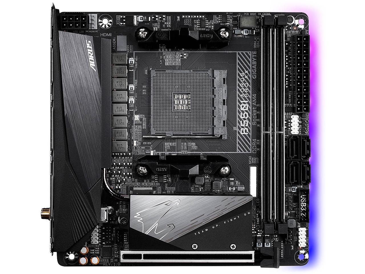 GIGABYTE B550I AORUS PRO AX AM4 AMD B550 Mini-ITX Motherboard with Dual M.2, SATA 6Gb/s, USB 3.2 Gen 1, WIFI 6, 2.5 GbE LAN, PCIe 4.0 1