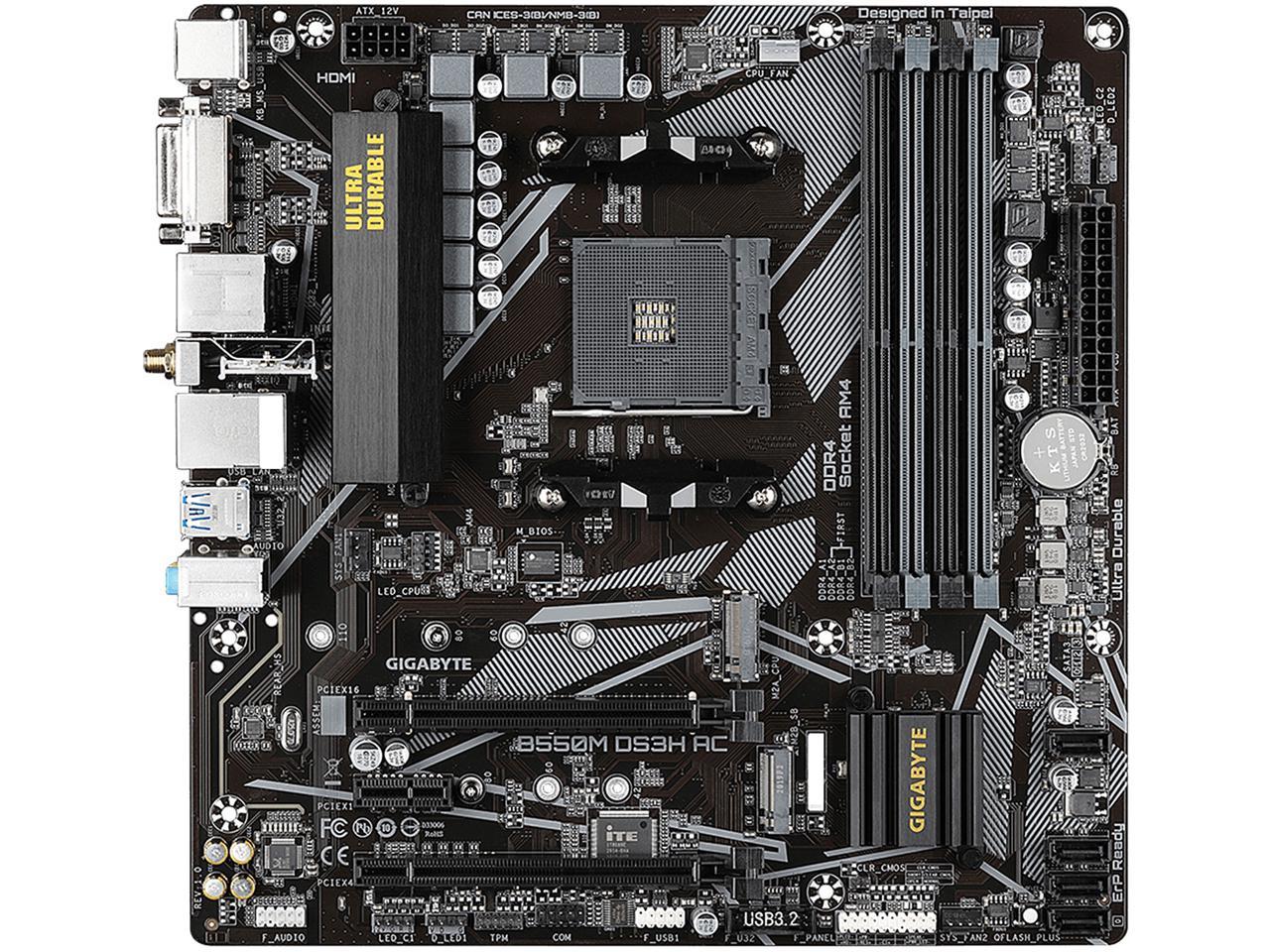 GIGABYTE B550M DS3H AC AM4 AMD B550 SATA 6Gb/s Micro ATX AMD Motherboard 1