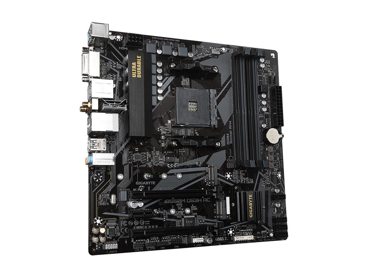 GIGABYTE B550M DS3H AC AM4 AMD B550 SATA 6Gb/s Micro ATX AMD Motherboard 4