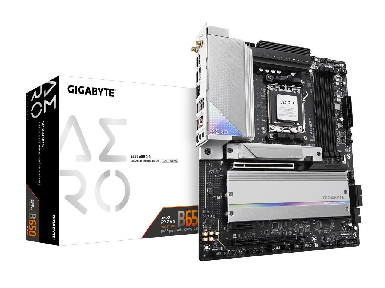 GIGABYTE B650 AERO G AM5 LGA 1718 AMD B650 ATX Motherboard with 5-Year Warranty, DDR5, PCIe 5.0 M.2, PCIe 5.0, USB 3.2 Gen2X2 Type-C, Wi-Fi 6E, Intel 2.5GbE LAN 1