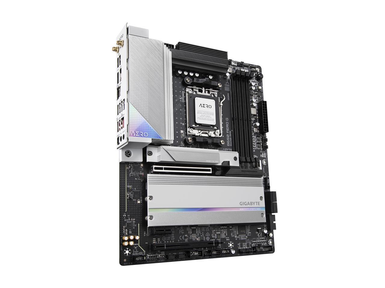 GIGABYTE B650 AERO G AM5 LGA 1718 AMD B650 ATX Motherboard with 5-Year Warranty, DDR5, PCIe 5.0 M.2, PCIe 5.0, USB 3.2 Gen2X2 Type-C, Wi-Fi 6E, Intel 2.5GbE LAN 2