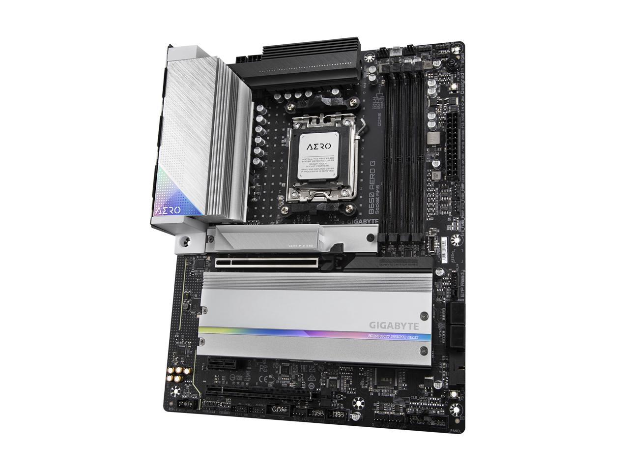 GIGABYTE B650 AERO G AM5 LGA 1718 AMD B650 ATX Motherboard with 5-Year Warranty, DDR5, PCIe 5.0 M.2, PCIe 5.0, USB 3.2 Gen2X2 Type-C, Wi-Fi 6E, Intel 2.5GbE LAN 5