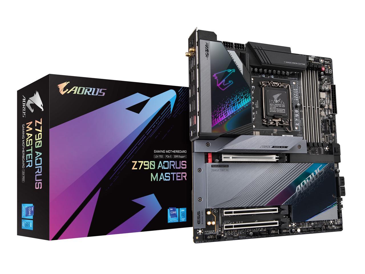 GIGABYTE Z790 AORUS MASTER LGA 1700 Intel Z790 EATX Motherboard with DDR5, 5* M.2, PCIe 5.0, USB 3.2 Gen2X2 Type-C, Intel WiFi 6E, Marvell AQtion 10GbE LAN, Q-Flash Plus, EZ-Latch Plus 1