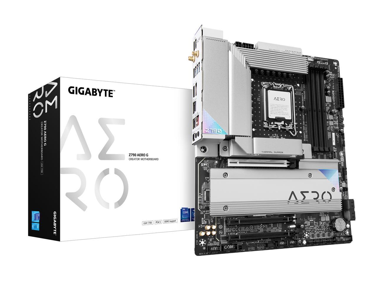 GIGABYTE Z790 AERO G LGA 1700 Intel Z790 ATX Motherboard with DDR5, 5* 5.0 M.2, PCIe 5.0, USB 3.2 Gen2X2 Type-C, WiFi 6E, Intel 2.5GbE LAN 1