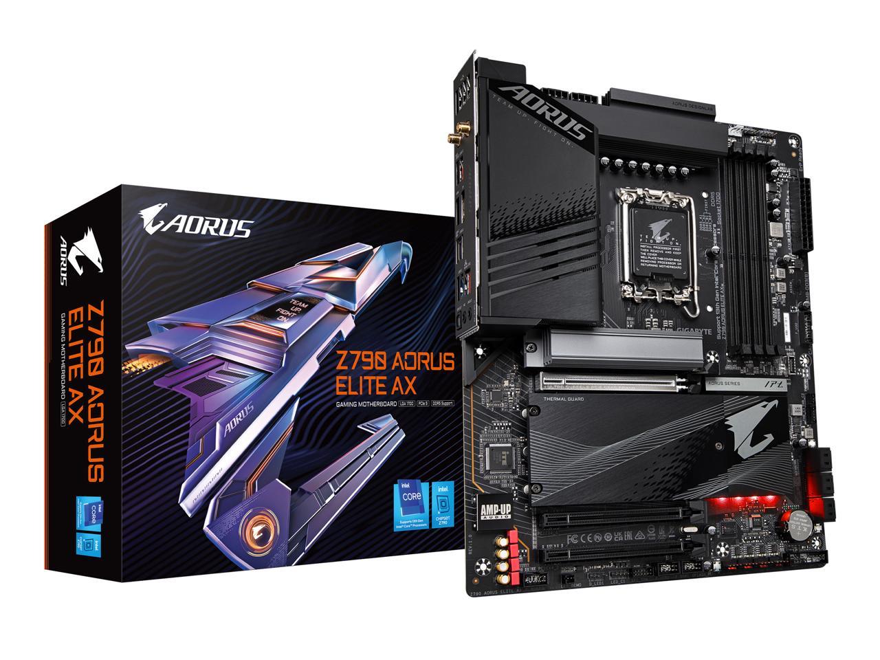 GIGABYTE Z790 AORUS ELITE AX LGA 1700 Intel Z790 ATX Motherboard with DDR5, Quad M.2, PCIe 5.0, USB 3.2 Gen2X2 Type-C, Intel WiFi 6E, 2.5GbE LAN, Q-Flash Plus, PCIe EZ-Latch 1