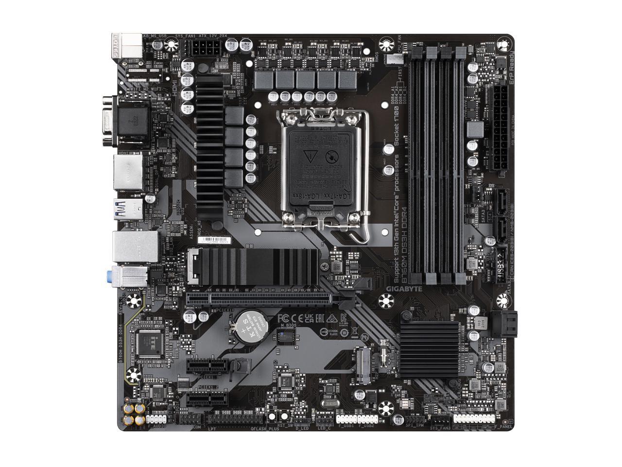 GIGABYTE B760M DS3H DDR4 LGA 1700 Intel B760 M-ATX Motherboard with DDR4, Dual M.2, PCIe 4.0, USB 3.2 Gen 2 Type-C,  2.5GbE LAN, Q-Flash Plus, PCIe EZ-Latch 2