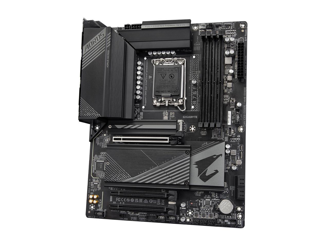 GIGABYTE B760 AORUS ELITE AX LGA 1700 Intel B760 ATX Motherboard with DDR5, Triple M.2, PCIe 4.0, USB 3.2 Gen2X2 Type-C, WiFi 6E, 2.5GbE LAN, Q-Flash Plus, PCIe EZ-Latch 5