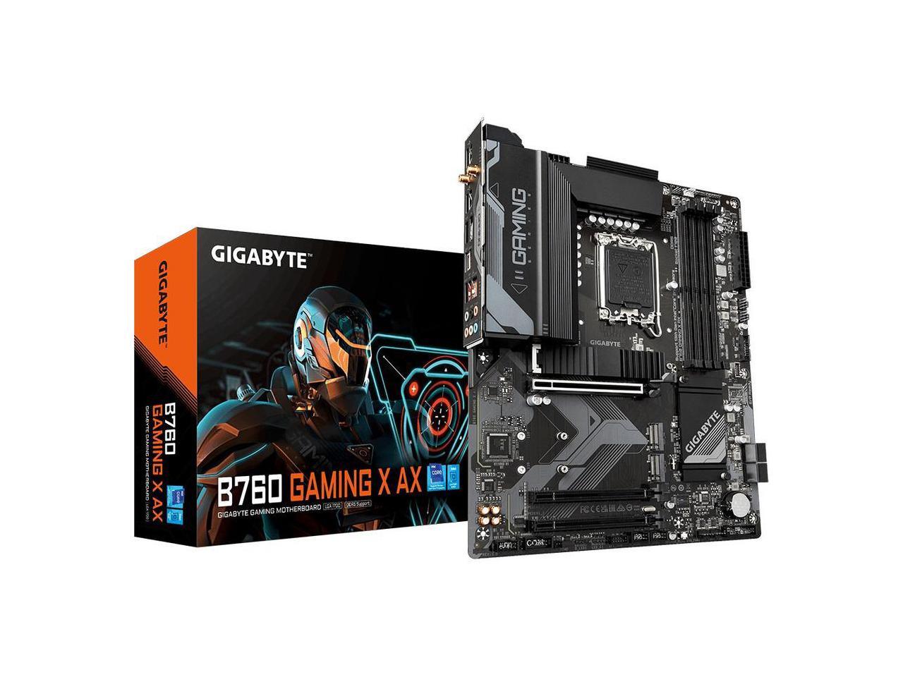 GIGABYTE B760 GAMING X AX LGA 1700 Intel B760 ATX Motherboard with DDR5, M.2, PCIe 4.0, USB 3.2 Gen2X2 Type-C, AMD WiFi 6E, 2.5GbE LAN, Q-Flash Plus, PCIe EZ-Latch 2