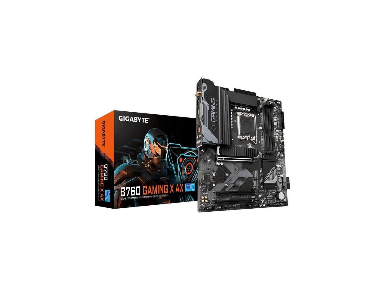 GIGABYTE B760 GAMING X AX LGA 1700 Intel B760 ATX Motherboard with DDR5, M.2, PCIe 4.0, USB 3.2 Gen2X2 Type-C, AMD WiFi 6E, 2.5GbE LAN, Q-Flash Plus, PCIe EZ-Latch 1