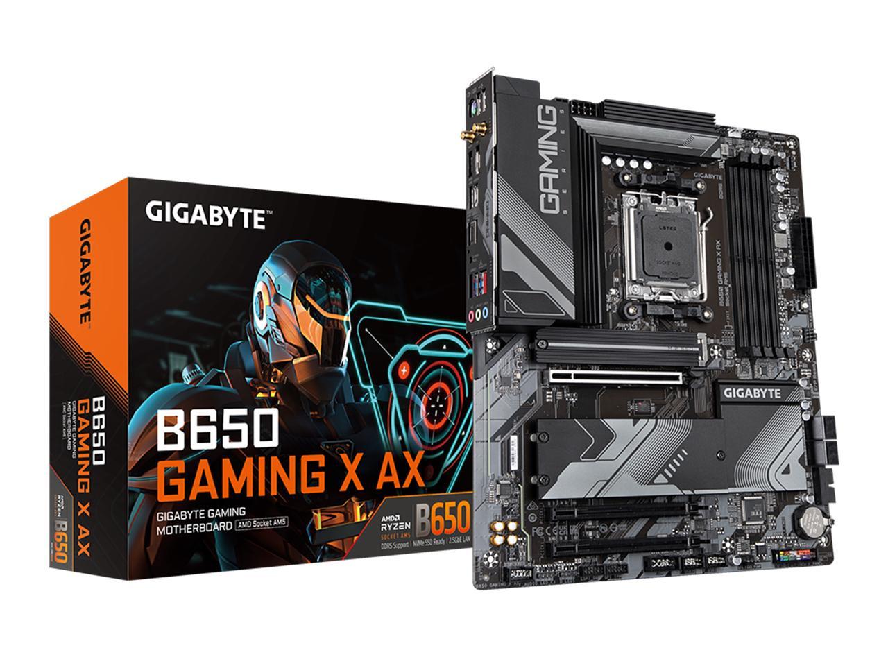 GIGABYTE B650 GAMING X AX  AM5 LGA 1718 AMD B650 ATX Motherboard with 5-Year Warranty, DDR5, PCIe 4.0 M.2, PCIe 4.0, USB 3.2 Gen2x2 Type-C, AMD Wi-Fi 6E, Realtek 2.5GbE LAN 1