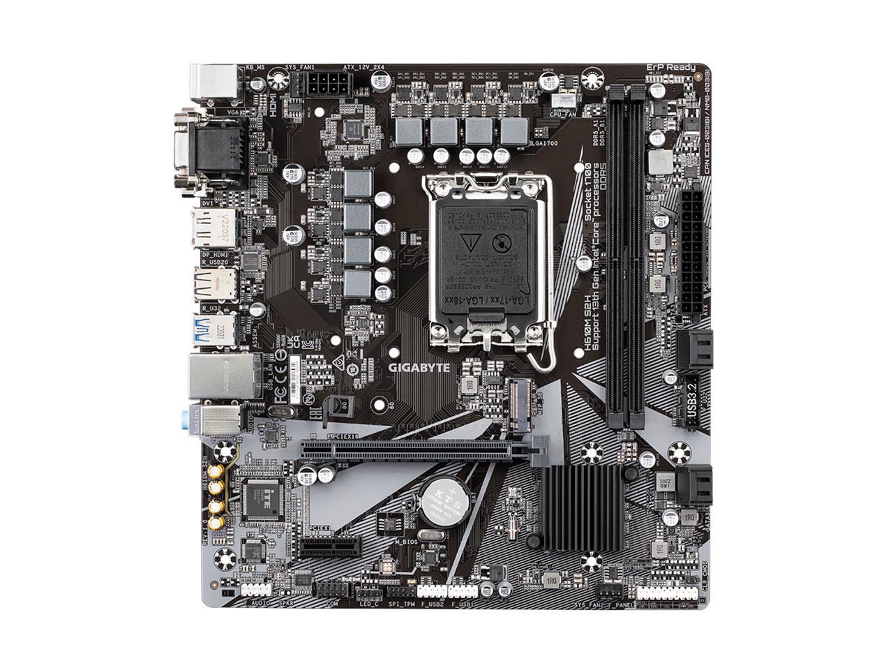 GIGABYTE H610M S2H H610 Intel LGA 1700 Micro ATX Motherboard with DDR5, Single M.2, PCIe 4.0, USB 3.2 Gen1, Realtek GbE LAN 2