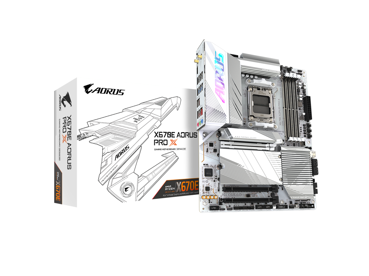 GIGABYTE X670E AORUS PRO X  AM5 LGA 1718 AMD X670E EATX Motherboard with 5-Year Warranty DDR5, Quad M.2, PCIe 5.0, USB 3.2 Gen2X2 Type-C, WiFi 7, Intel 2.5GbE LAN, Q-Flash Plus, EZ-Latch Plus 1