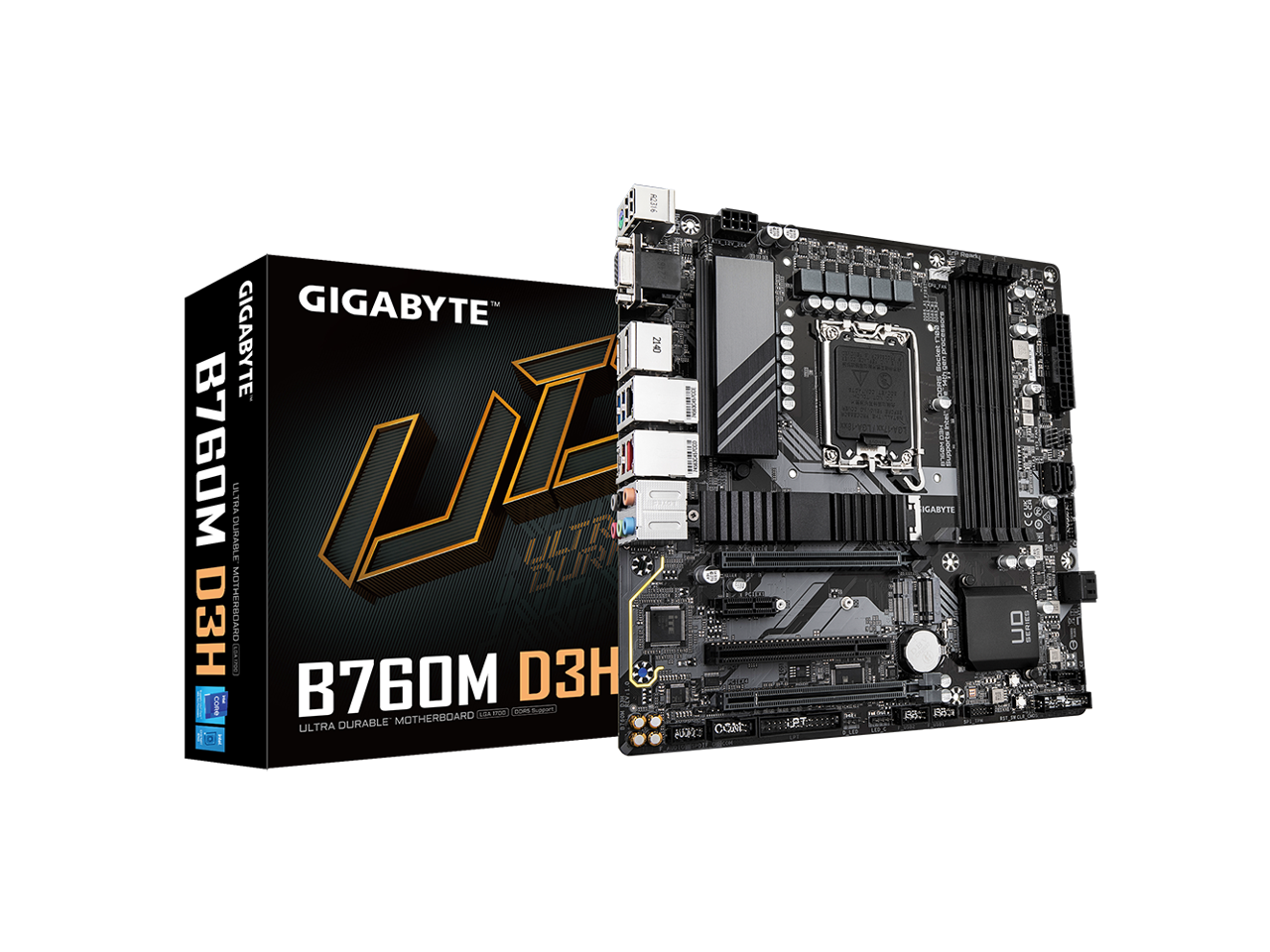 GIGABYTE B760M D3H LGA 1700 Intel B760 M-ATX Motherboard with DDR5, Dual M.2, PCIe 4.0, USB 3.2 Gen 2 Type-C,  Intel 2.5GbE LAN, Q-Flash Plus, PCIe EZ-Latch 1