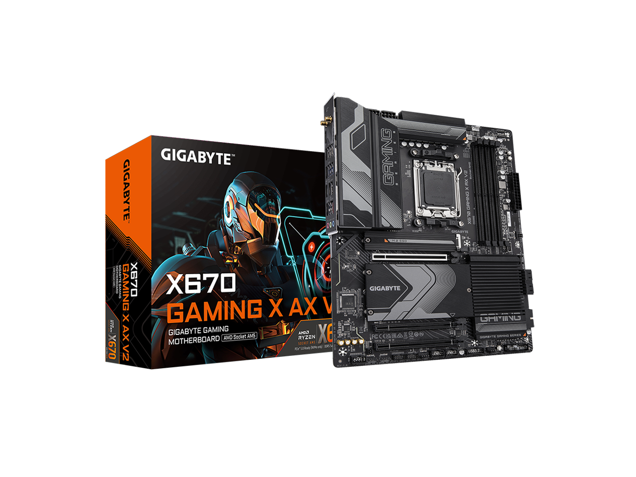 GIGABYTE X670 GAMING X AX V2 AM5 LGA 1718 AMD X670 ATX Motherboard with 5-Year Warranty, DDR5, PCIe 4.0 M.2, PCIe 5.0, USB 3.2 Gen1x2 Type-C, Wi-Fi 6E, 2.5GbE LAN, Q-Flash Plus, PCIe EZ-Latch 1