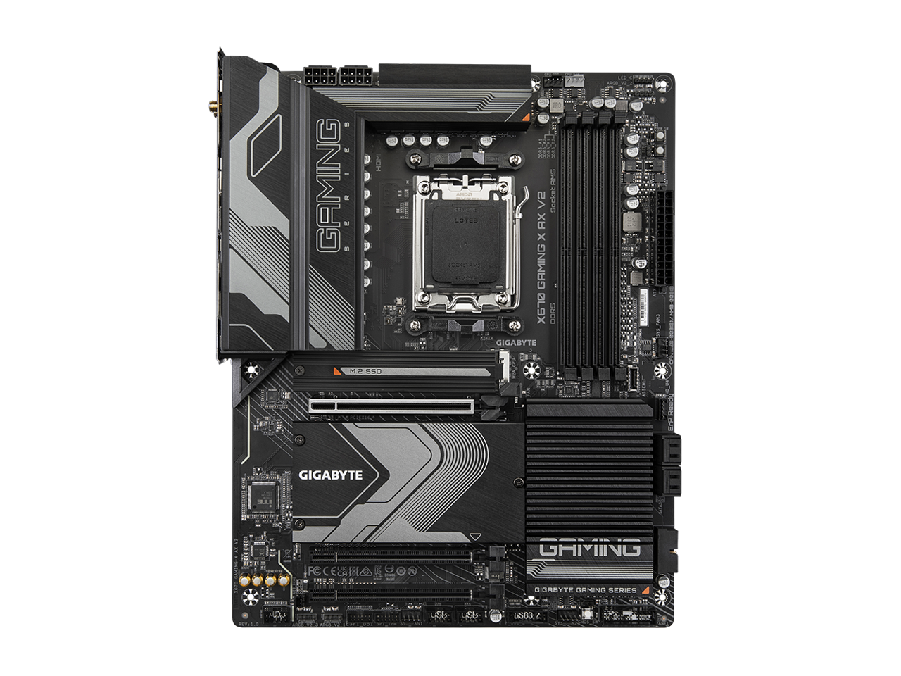 GIGABYTE X670 GAMING X AX V2 AM5 LGA 1718 AMD X670 ATX Motherboard with 5-Year Warranty, DDR5, PCIe 4.0 M.2, PCIe 5.0, USB 3.2 Gen1x2 Type-C, Wi-Fi 6E, 2.5GbE LAN, Q-Flash Plus, PCIe EZ-Latch 2