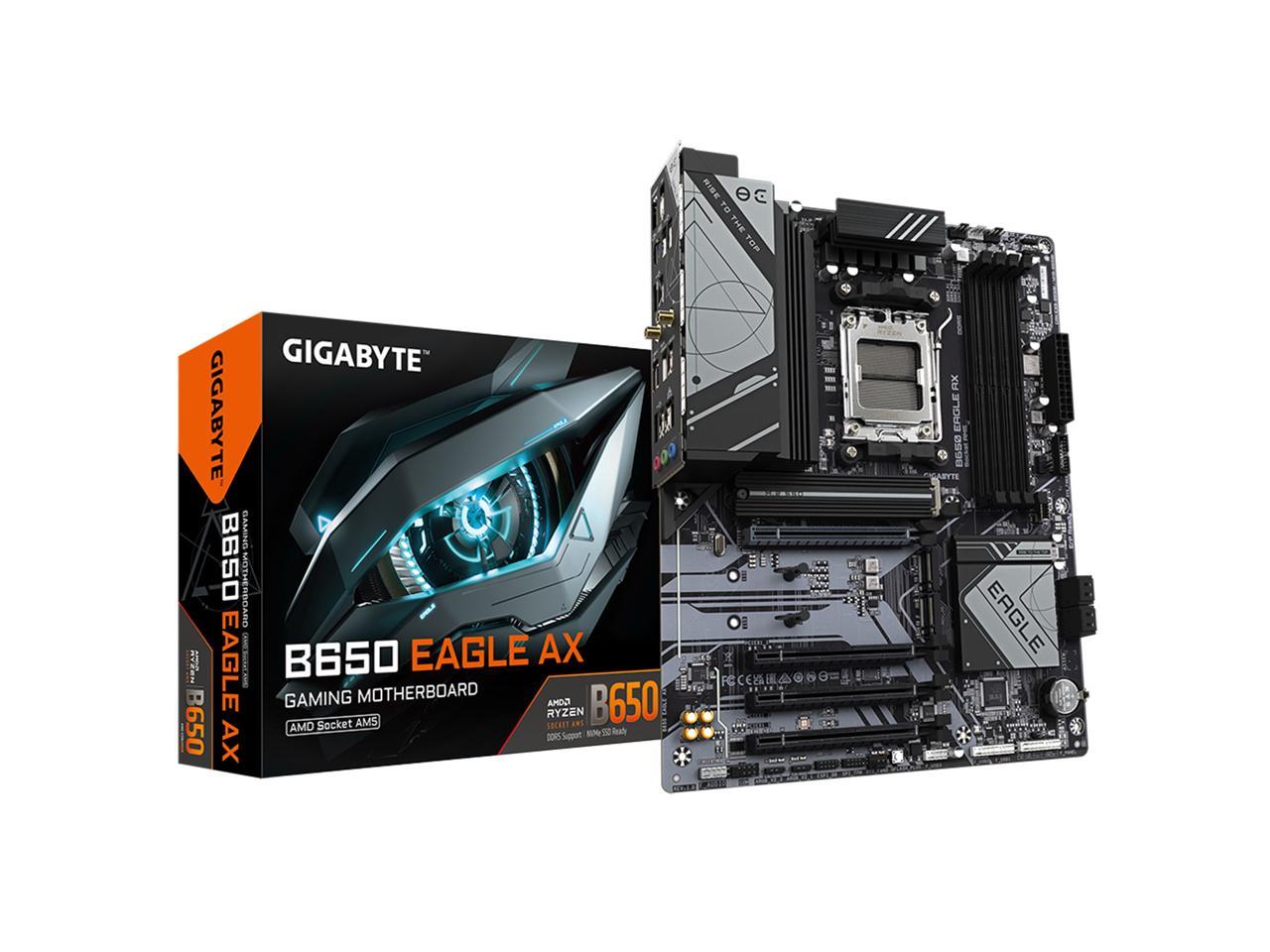 GIGABYTE B650 EAGLE AX AM5 LGA 1718 AMD B650 ATX , DDR5 Triple M.2, PCIe 5.0, USB 3.2 Gen2x2 Type-C, AMD Wi-Fi 6E, Realtek GbE LAN 1