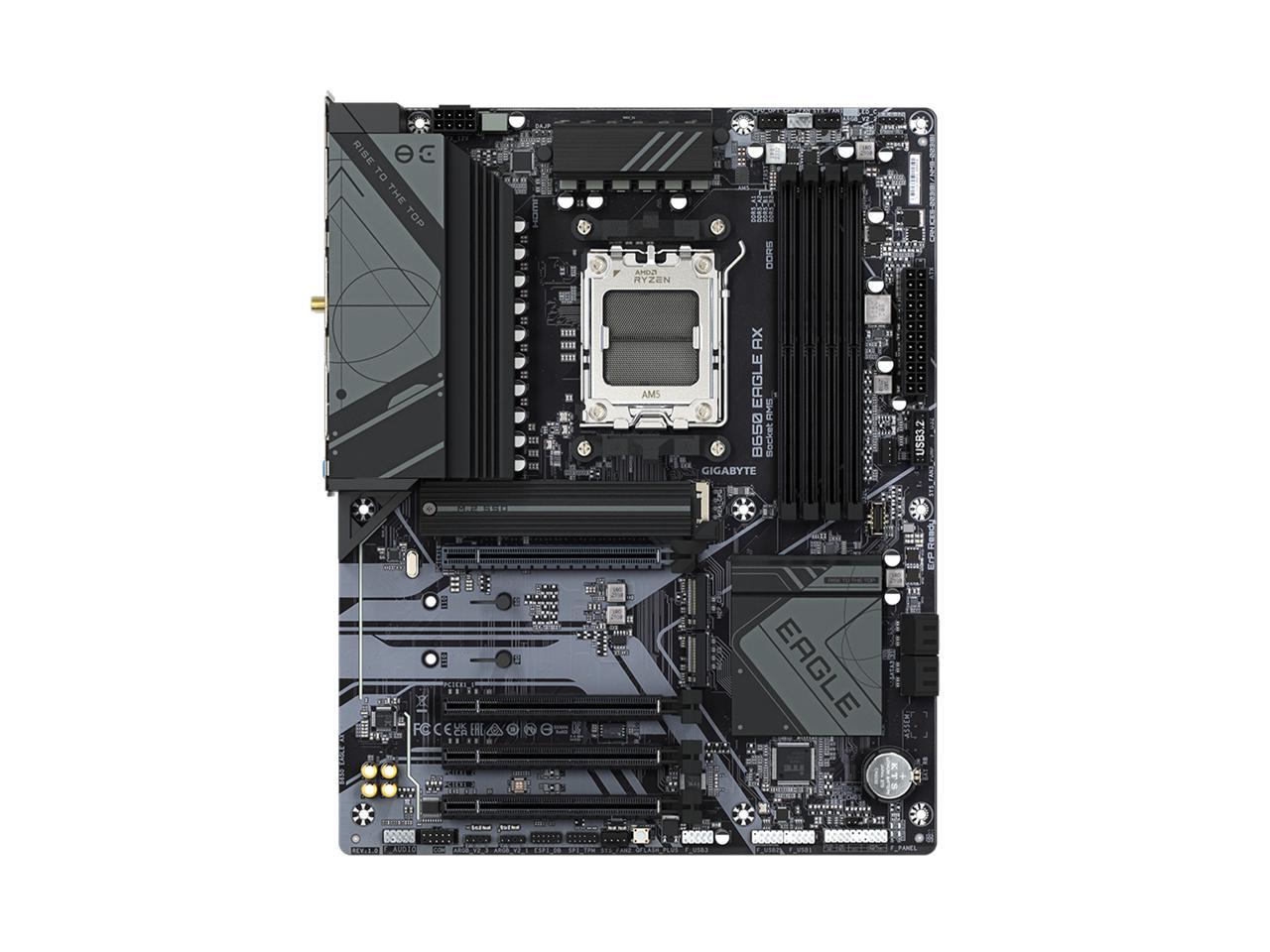 GIGABYTE B650 EAGLE AX AM5 LGA 1718 AMD B650 ATX , DDR5 Triple M.2, PCIe 5.0, USB 3.2 Gen2x2 Type-C, AMD Wi-Fi 6E, Realtek GbE LAN 2