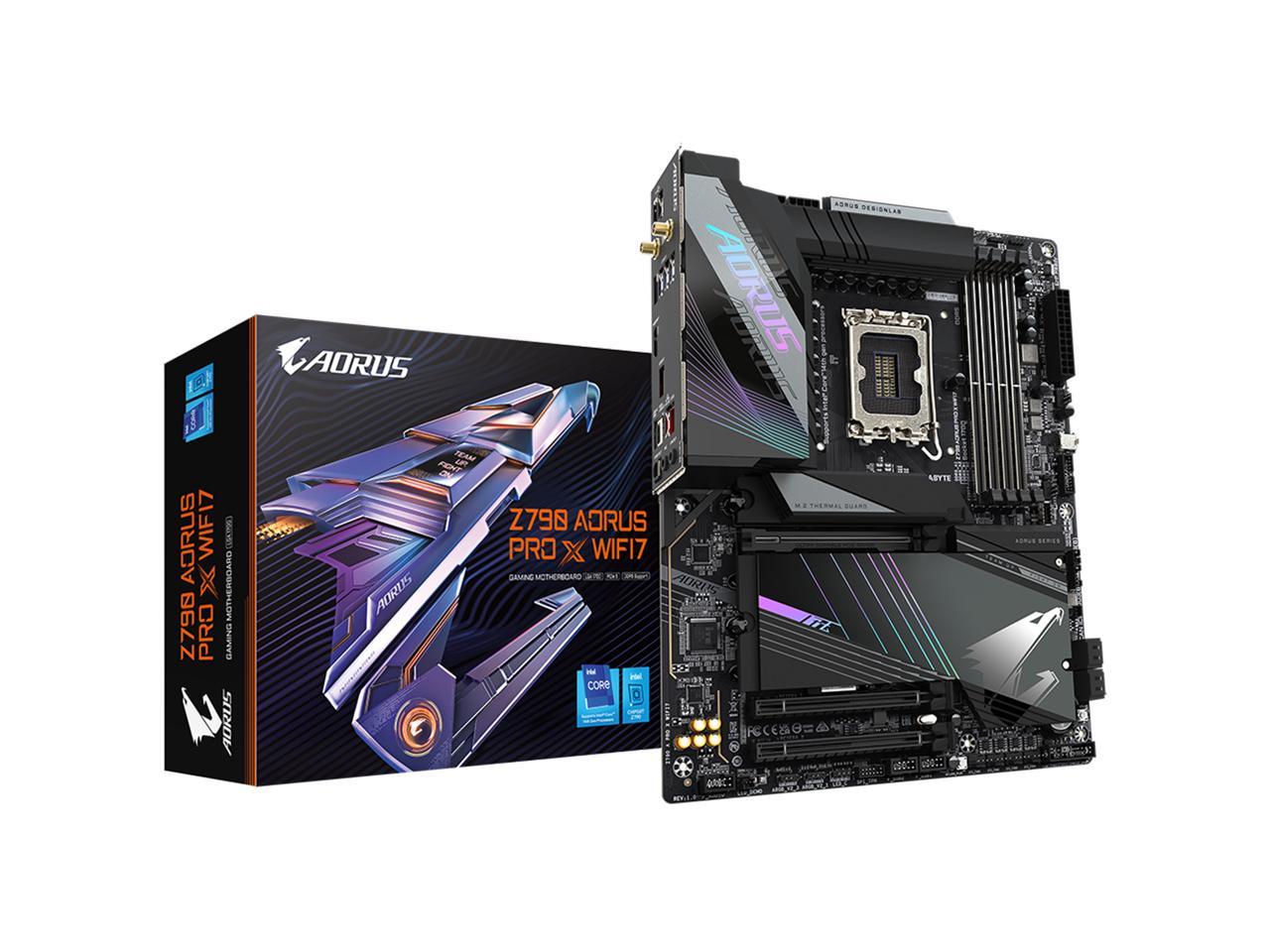 GIGABYTE Z790 AORUS PRO X WIFI7 LGA 1700 Intel Z790 X ATX Motherboard with DDR5, 5 x M.2, PCIe 5.0, USB 3.2 Type-C, Wi-Fi 7, 5GbE LAN, Q-Flash Plus, EZ-Latch Plus 1