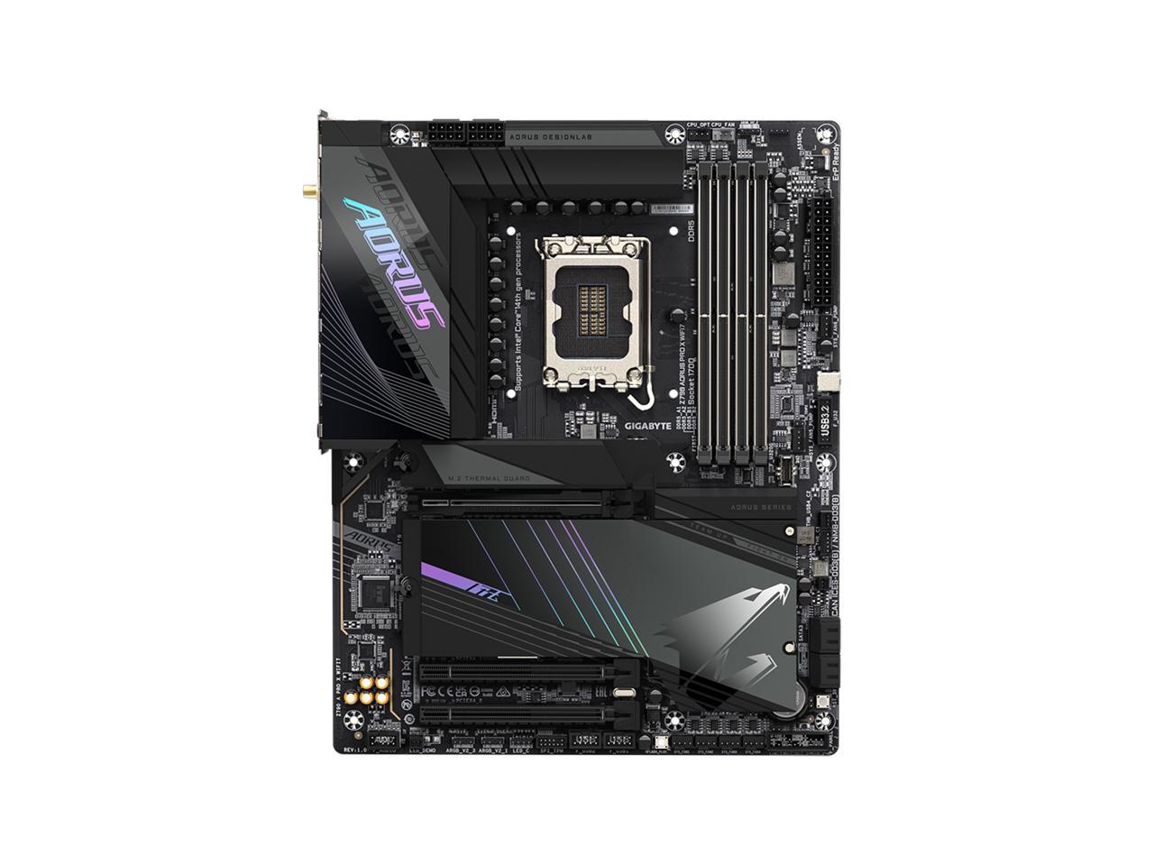 GIGABYTE Z790 AORUS PRO X WIFI7 LGA 1700 Intel Z790 X ATX Motherboard with DDR5, 5 x M.2, PCIe 5.0, USB 3.2 Type-C, Wi-Fi 7, 5GbE LAN, Q-Flash Plus, EZ-Latch Plus 2