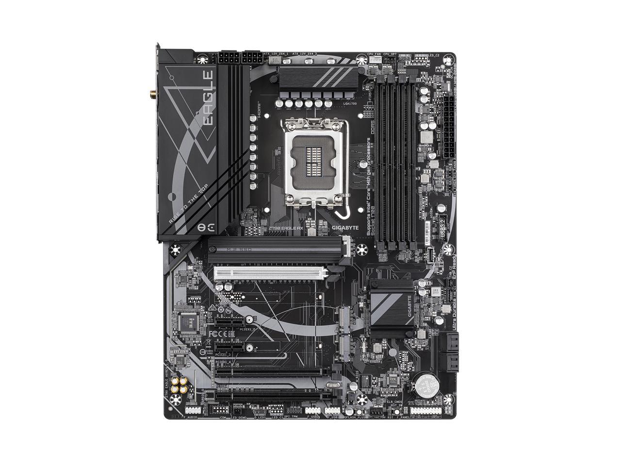 GIGABYTE Z790 EAGLE AX LGA 1700 Intel Z790 ATX Motherboard with DDR5, M.2, PCIe 5.0, USB 3.2 Gen2X2 Type-C, Intel Wi-Fi 6E, 2.5GbE LAN, Q-Flash Plus, EZ-Latch 2