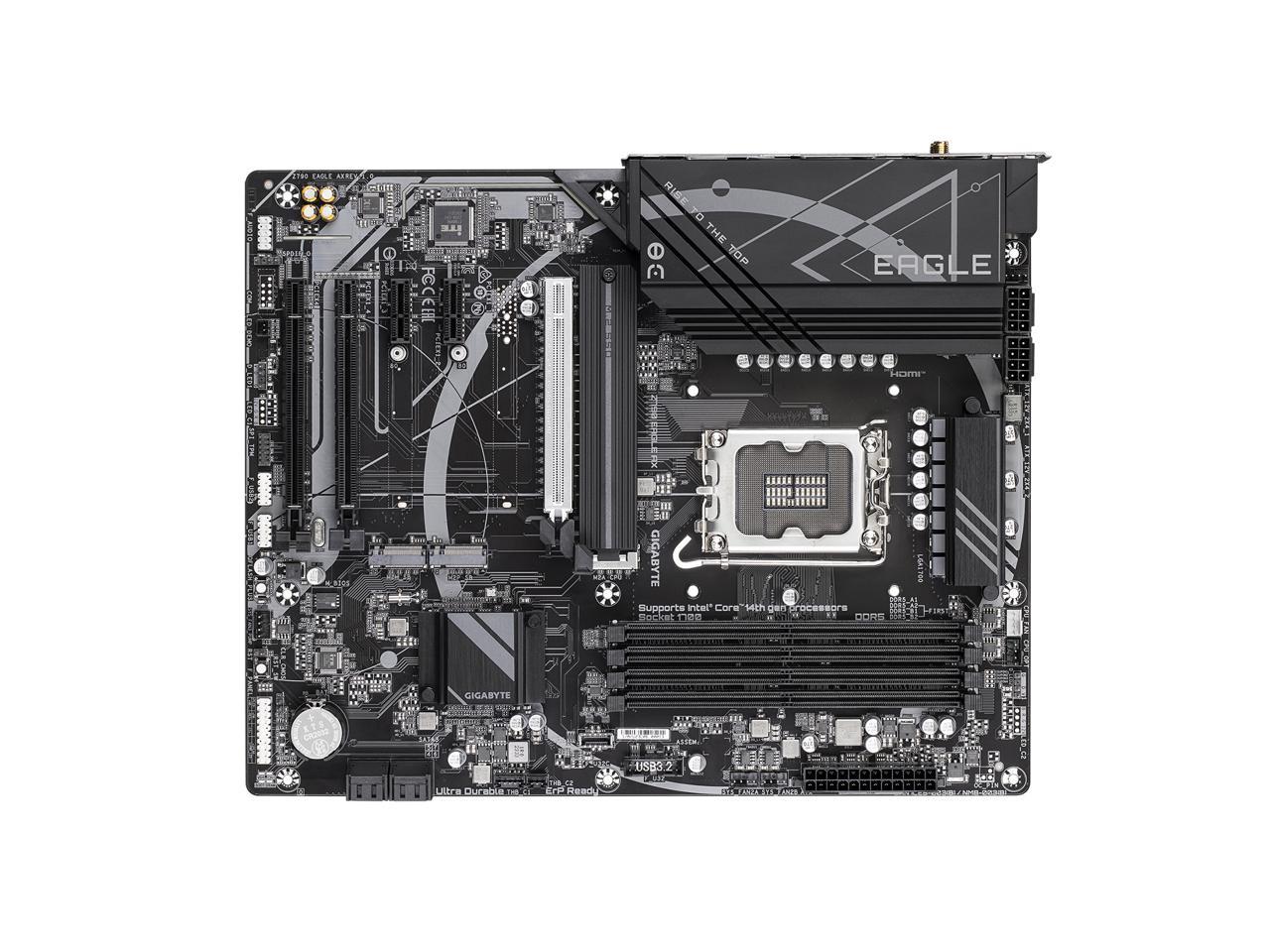 GIGABYTE Z790 EAGLE AX LGA 1700 Intel Z790 ATX Motherboard with DDR5, M.2, PCIe 5.0, USB 3.2 Gen2X2 Type-C, Intel Wi-Fi 6E, 2.5GbE LAN, Q-Flash Plus, EZ-Latch 4