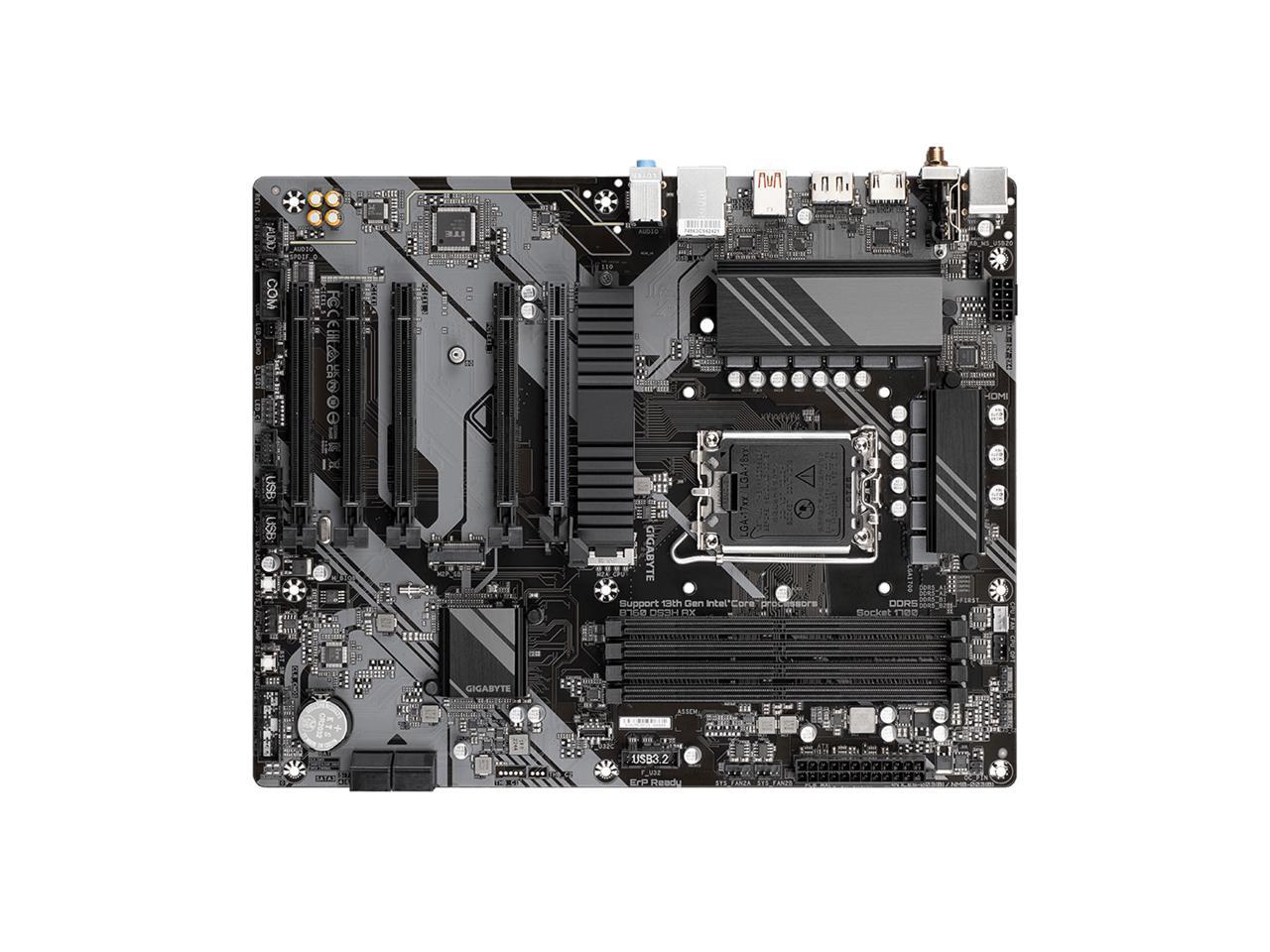 GIGABYTE B760 DS3H AX LGA 1700 Intel B760 ATX Motherboard with DDR5, 2x M.2, PCIe 4.0, USB 3.2 Gen 2 Type-C, WiFi 6E Realtek GbE LAN, Q-Flash Plus, PCIe EZ-Latch 4