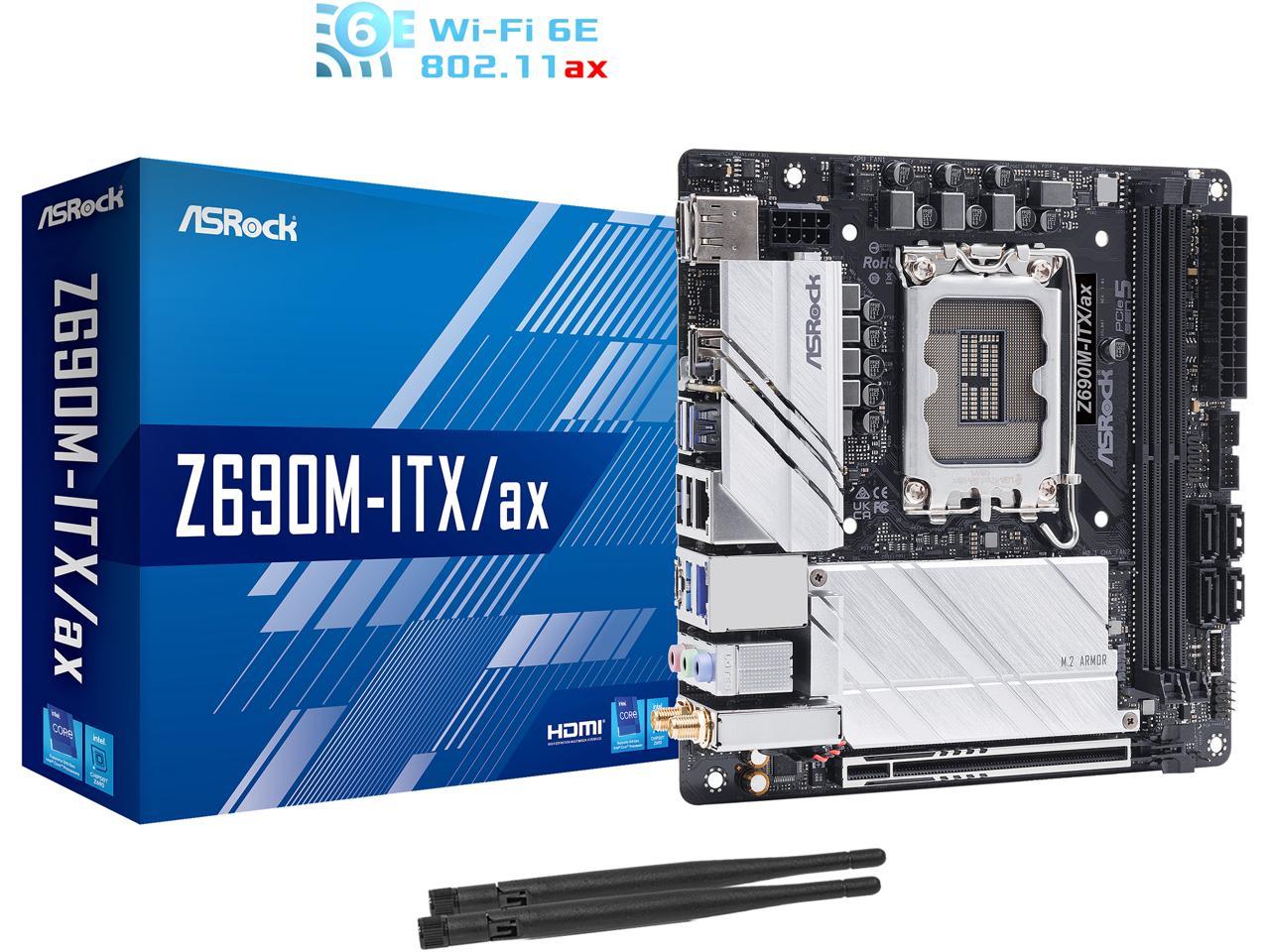 ASRock Z690M-ITX/ax LGA 1700 (14th,13th,12th Gen) Intel Z690 SATA 6Gb/s DDR4 Mini ITX Intel Motherboard 2