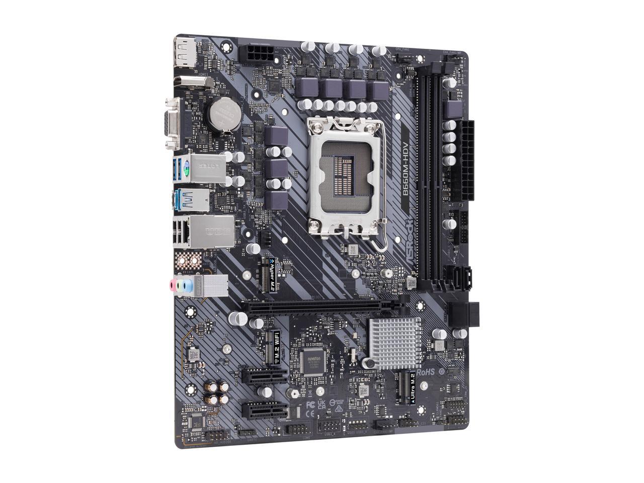 ASRock B660M-HDV LGA 1700 Intel B660 SATA 6Gb/s DDR4 Micro ATX Motherboard 3