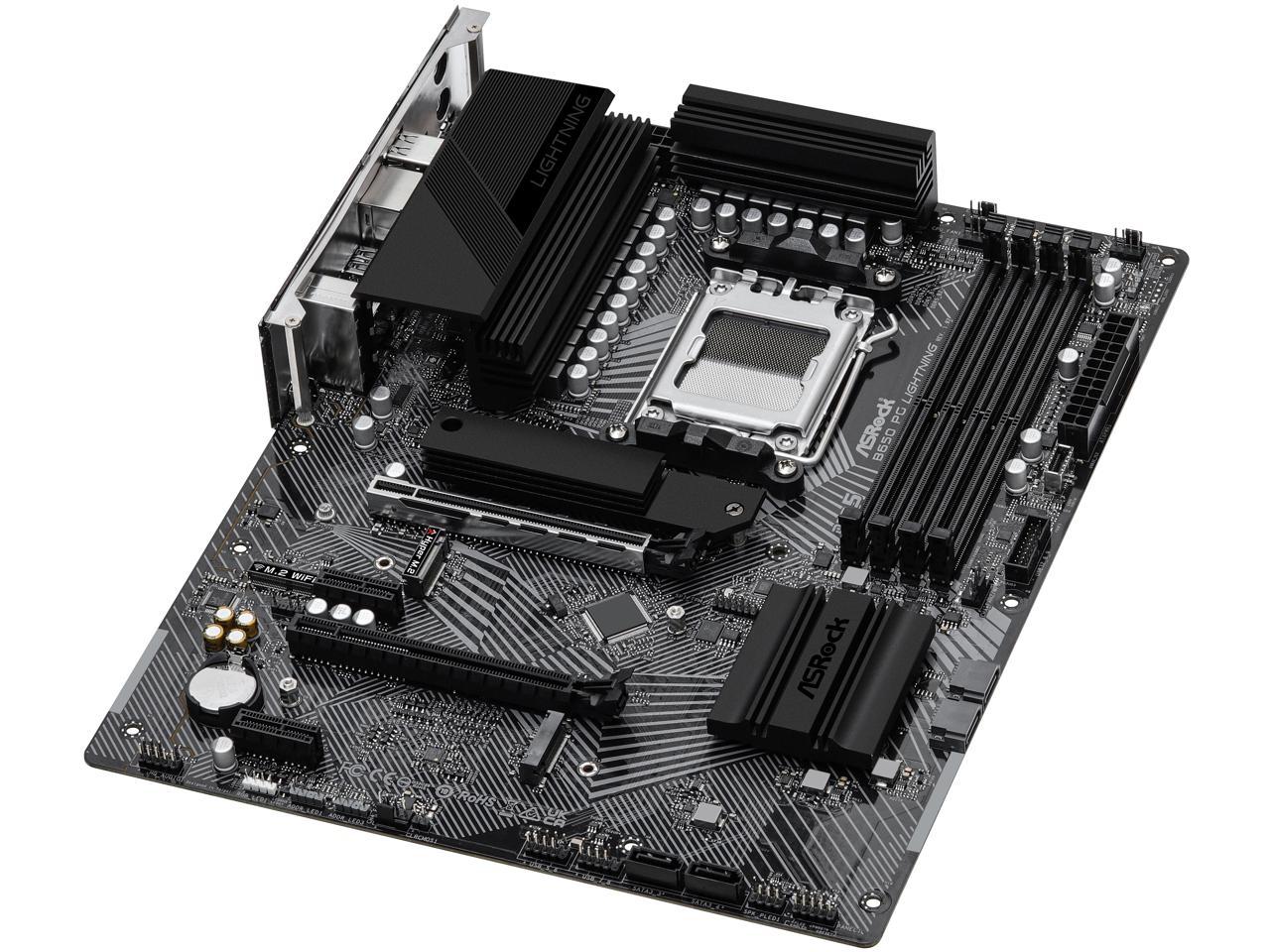 ASRock B650 PG LIGHTING AM5 ATX Motherboard, 4 slots DDR5, PCIE 4.0 x16,  3 M.2 slots,  2.5Gb Lan, 7.1 Nahimic Audio , Rear USB3.2 Gen2X2 Type_C ,  14+2+1 Power Phase, AMD CrossFire. 3