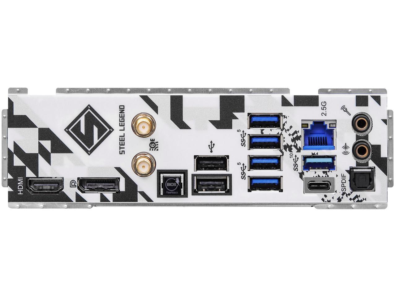 ASRock B650E STEEL LEGEND WIFI AM5 ATX Motherboard, 4 slots DDR5, PCIE 5.0 x16,   Dual M.2 slots,  2.5Gb Lan,WI-FI 6E,  7.1 Nahimic Audio , Front USB3.2 Gen2X2 Type_C ,  16+12+1 Power Phase 4