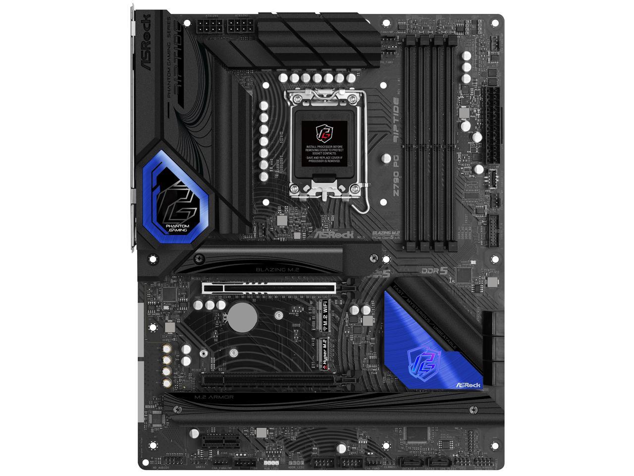 ASRock Z790 PG RIPTIDE Intel LGA1700 (14th,13th,12th Gen) ATX Motherboard, 4 slots DDR5, PCIE 5.0 x16, 5 Hyper M.2 slots, 2.5Gb Lan, 7.1 Nahimic Audio, Front USB3.2 Gen2X2 Type_C, 14+1+1 Power Phase 2