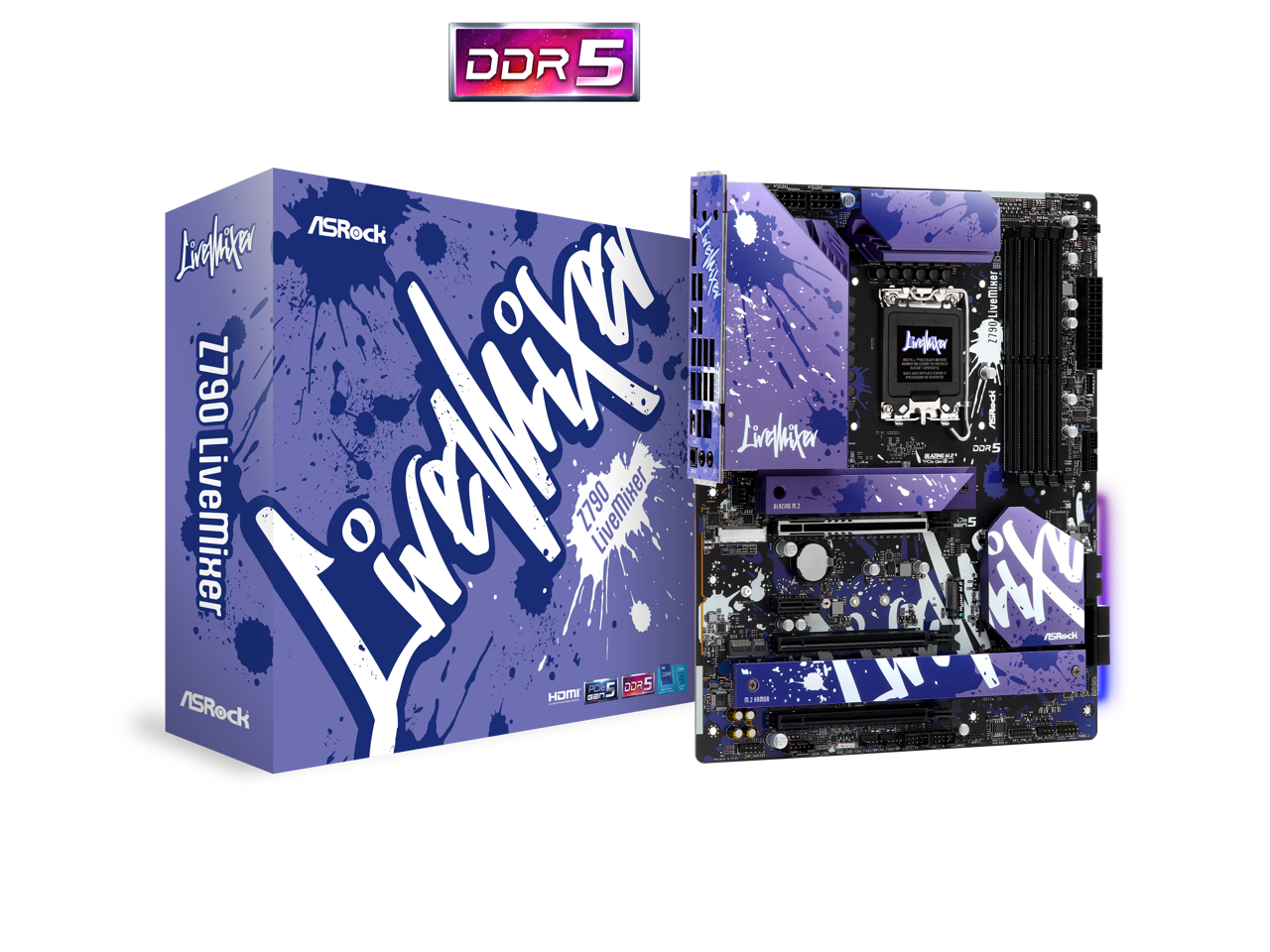 ASRock Z790 LiveMixer Intel LGA1700 (14th,13th,12th Gen) ATX Mainboard, 4 slots DDR5, PCIE 5.0 x16, 2.5Gb Lan, 7.1 Nahimic Audio, Front USB3.2 Gen2X2 Type_C, 14+1+1 Power Phase, AMD Crossfire support 1