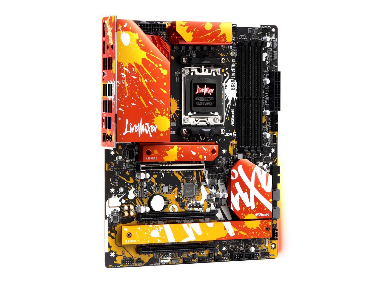 ASRock B650 LiveMixer AM5 ATX Motherboard , 4 slots DDR5, 3 PCIE 4.0 x16,  3 M.2 slots,  2.5Gb Lan, 7.1 Nahimic Audio , Rear USB3.2 Gen2X2 Type_C ,  14+2+1 Power Phase, bios flash back, Amd Crossfire 3