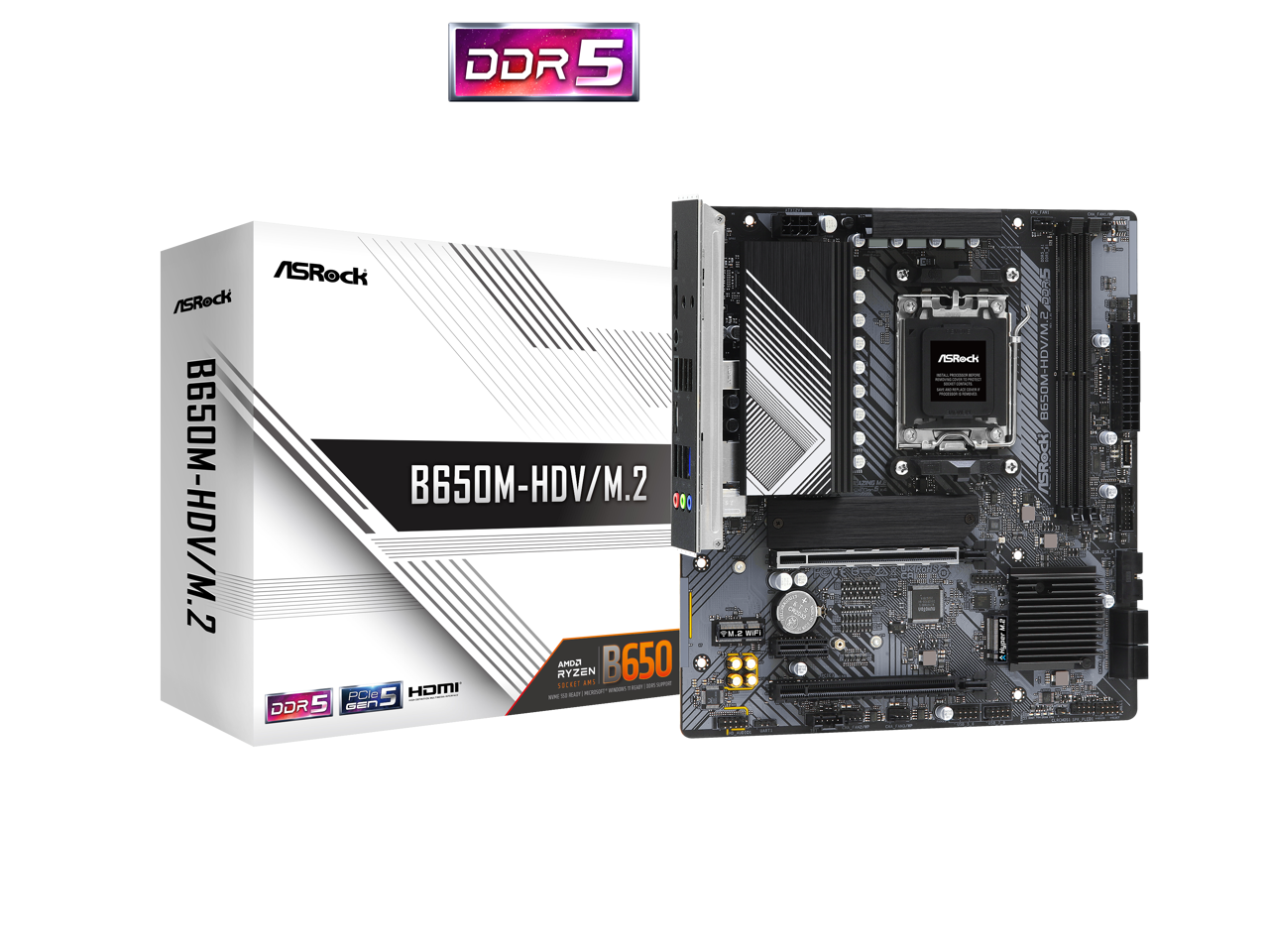 ASRock B650M-HDV/M.2 Socket AM5 Ryzen 7000 Micro ATX Motherboard 1