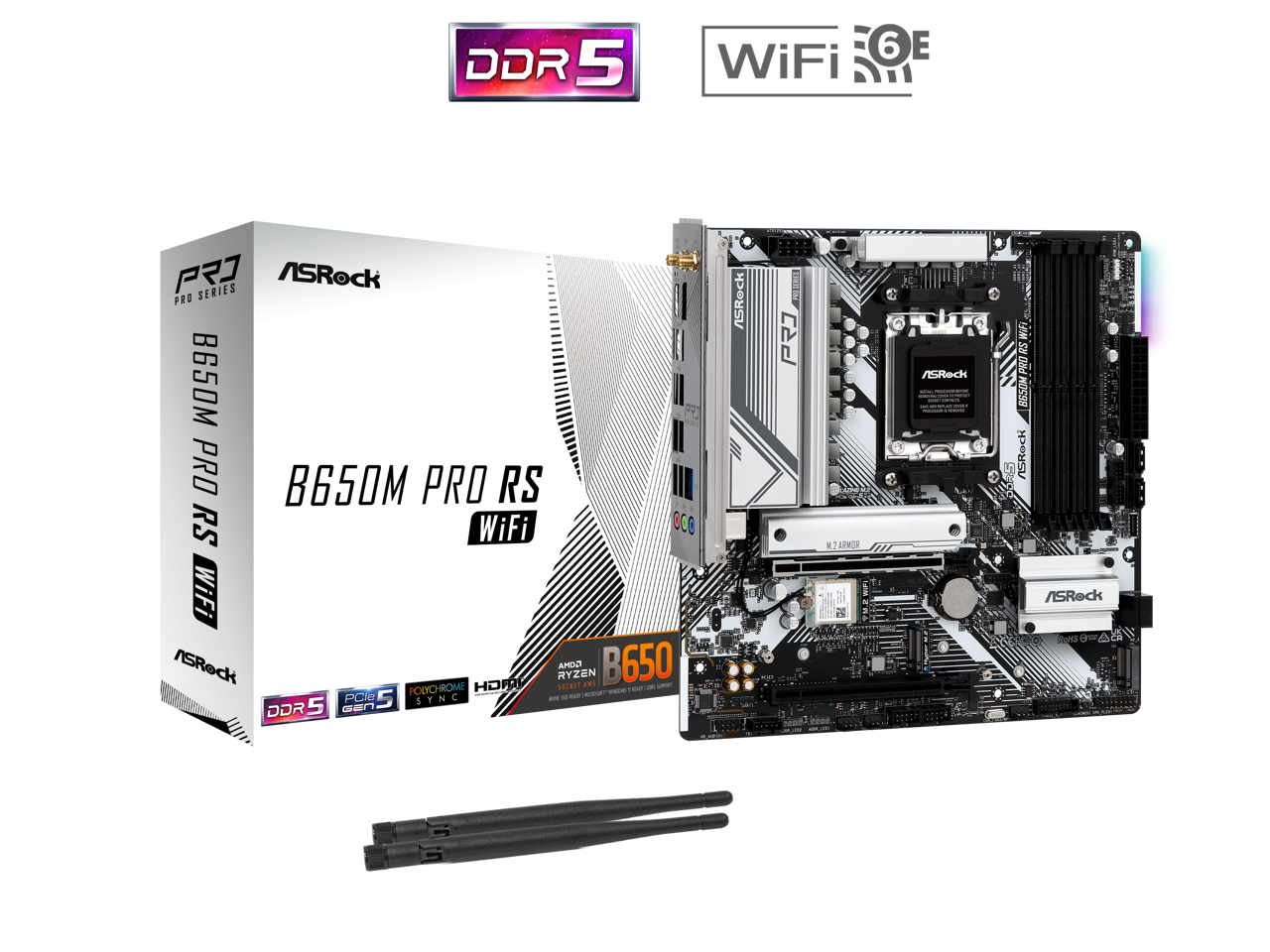 ASRock B650M Pro RS WiFi AM5 AMD B650 SATA 6Gb/s Micro ATX Motherboard 1