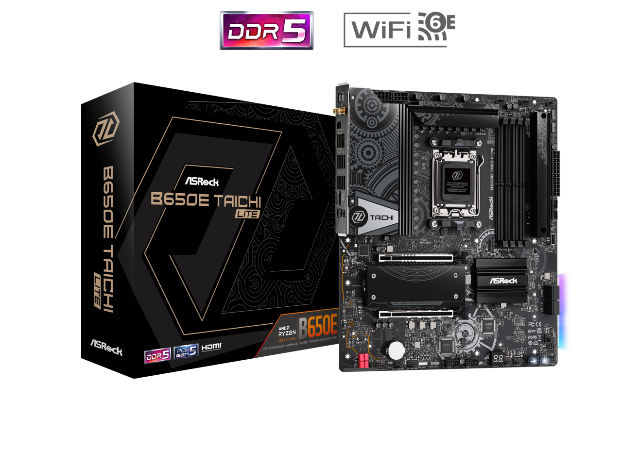 ASRock B650E Taichi Lite AM5 DDR5 AMD B650E SATA 6Gb/s Extended ATX  Motherboard 1