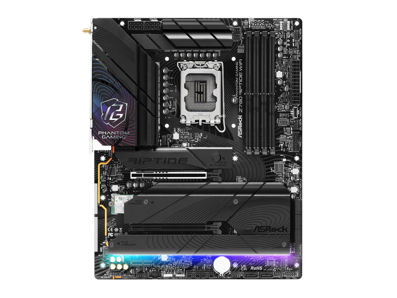 ASRock Z790 Riptide WiFi LGA 1700(14th,13th,12th Gen) Intel Z790 SATA 6Gb/s ATX DDR5  1 PCIe 5.0 x16 2.5G LAN WiFi 7 + Bluetooth Motherboards - Intel 2