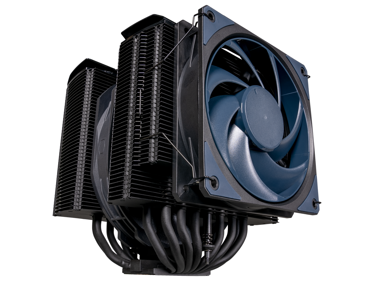 Cooler Master MasterAir MA824 Stealth Dual Tower CPU Air Cooler, 8 Heat Pipes, Dual Mobius 120mm | 135mm Fans, Nickel-Plated Copper Base, AMD Ryzen AM5/AM4, Intel LGA1700/1200 1