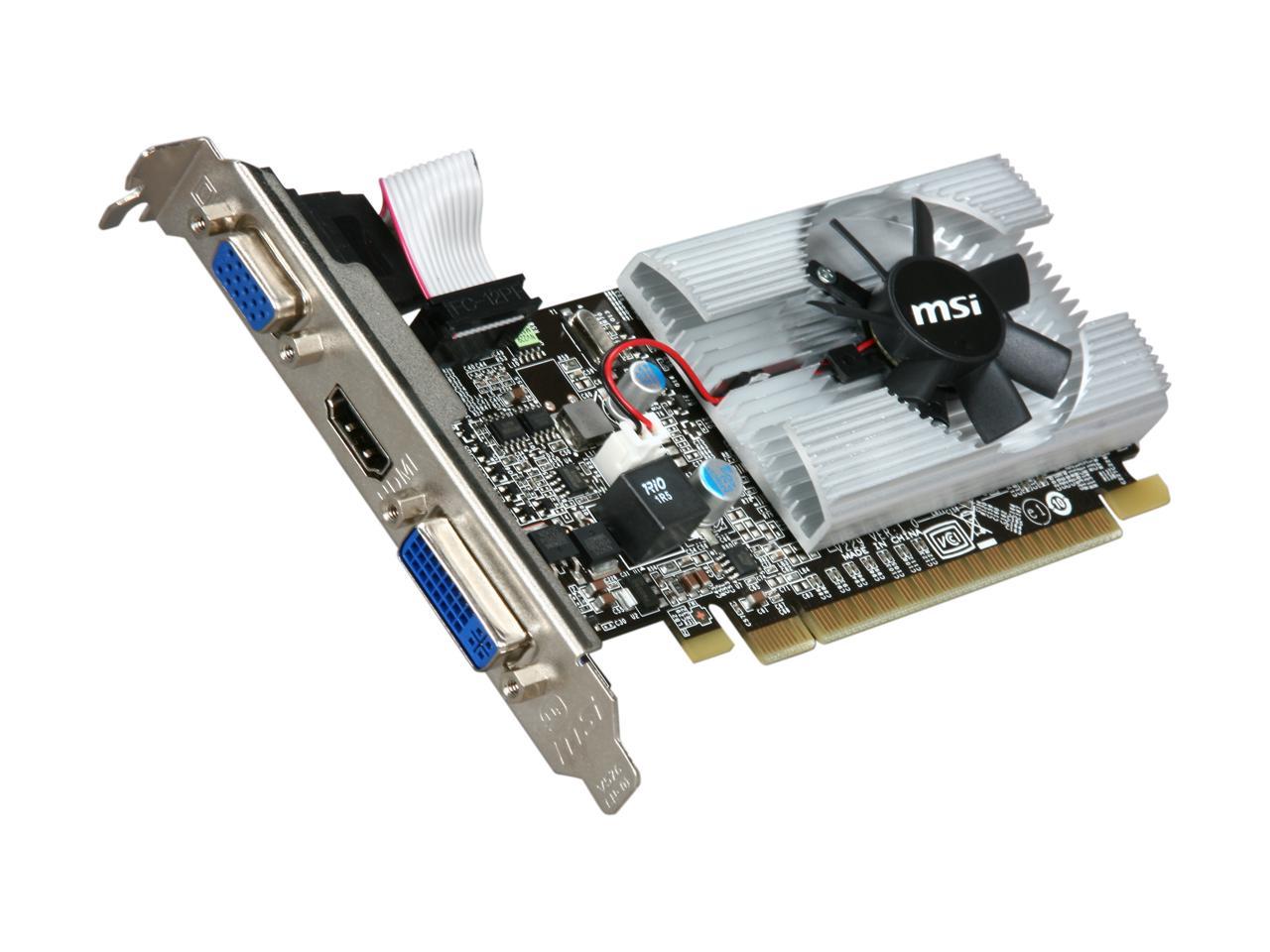 MSI GeForce 210 1GB DDR3 PCI Express 2.0 x16 Low Profile Ready Video Card N210-MD1G/D3 2