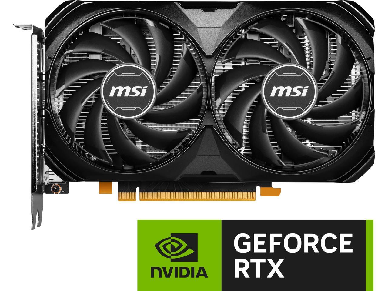 MSI Ventus GeForce RTX 4060 8GB GDDR6 PCI Express 4.0 x8 ATX Video Card RTX 4060 VENTUS 2X BLACK 8G OC 2