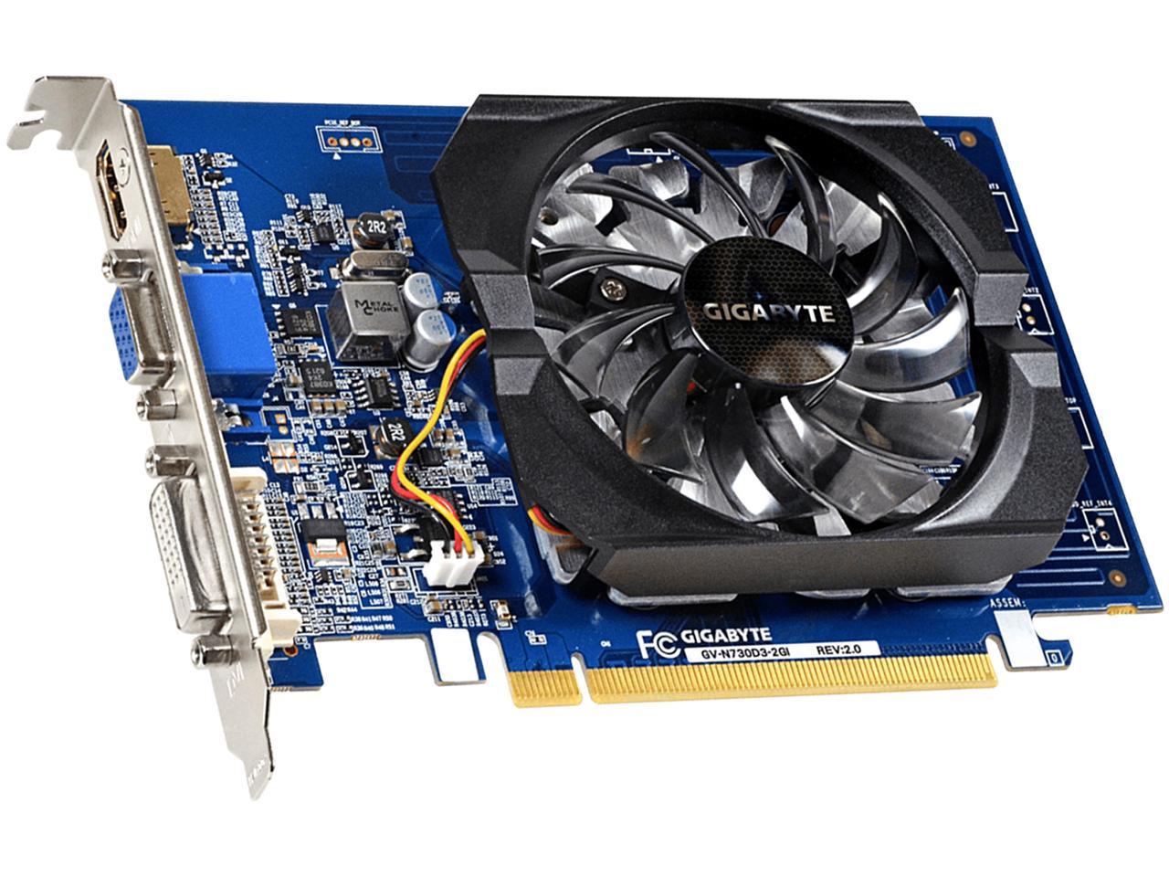 GIGABYTE GeForce GT 730 2GB DDR3 PCI Express 2.0 Video Card GV-N730D3-2GI REV3.0 1